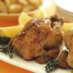 Roasted chicken with garlic potatoes