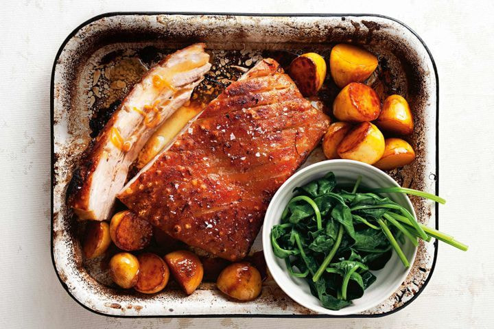 Orange and coriander pork belly with caramel potatoes