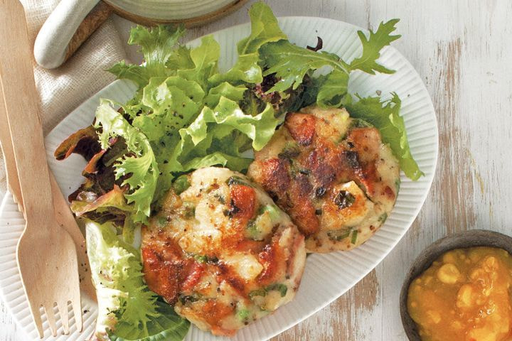 Bacon and pea potato cakes