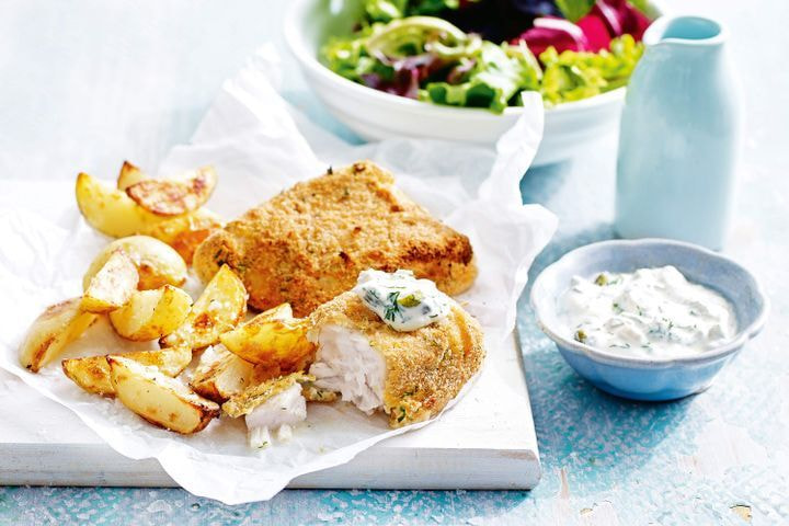 Oven-baked fish and chips