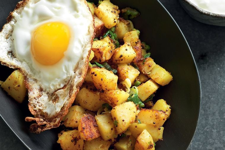 Indian Spiced Potatoes Fried Egg