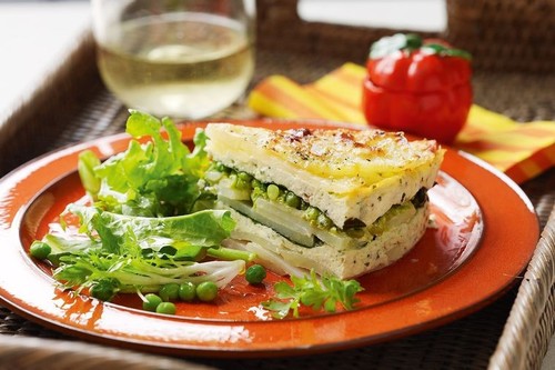 Baby Spinach Pea Potato Bake