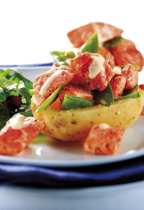 Cajun salmon, jacket potato