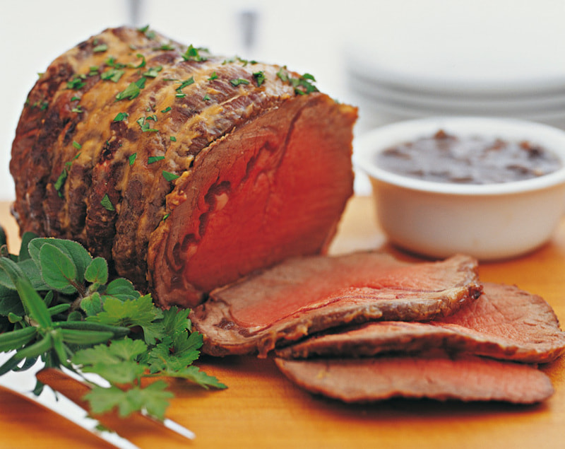 Roast Scotch Fillet of Beef with Mushroom Sauce and Roast Potatoes / Recipes • Wilcox