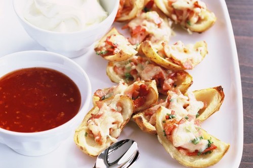 Cheese and bacon potato skins