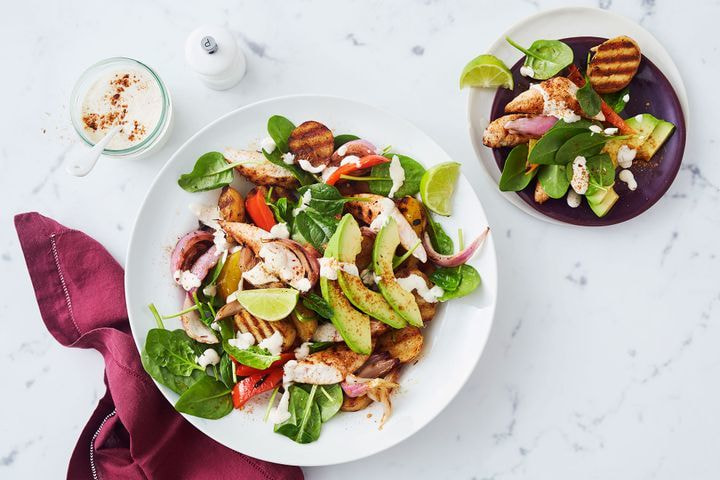 Chicken and potato jerk salad