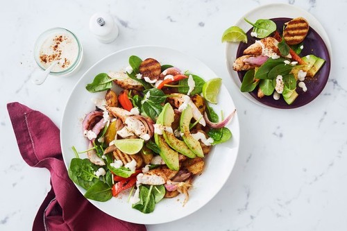 Chicken and potato jerk salad