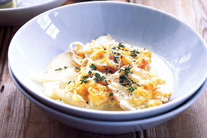 Parmesan, potato & leek bake