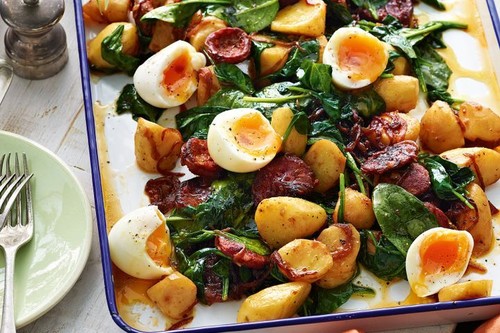 Warm chorizo and potato salad