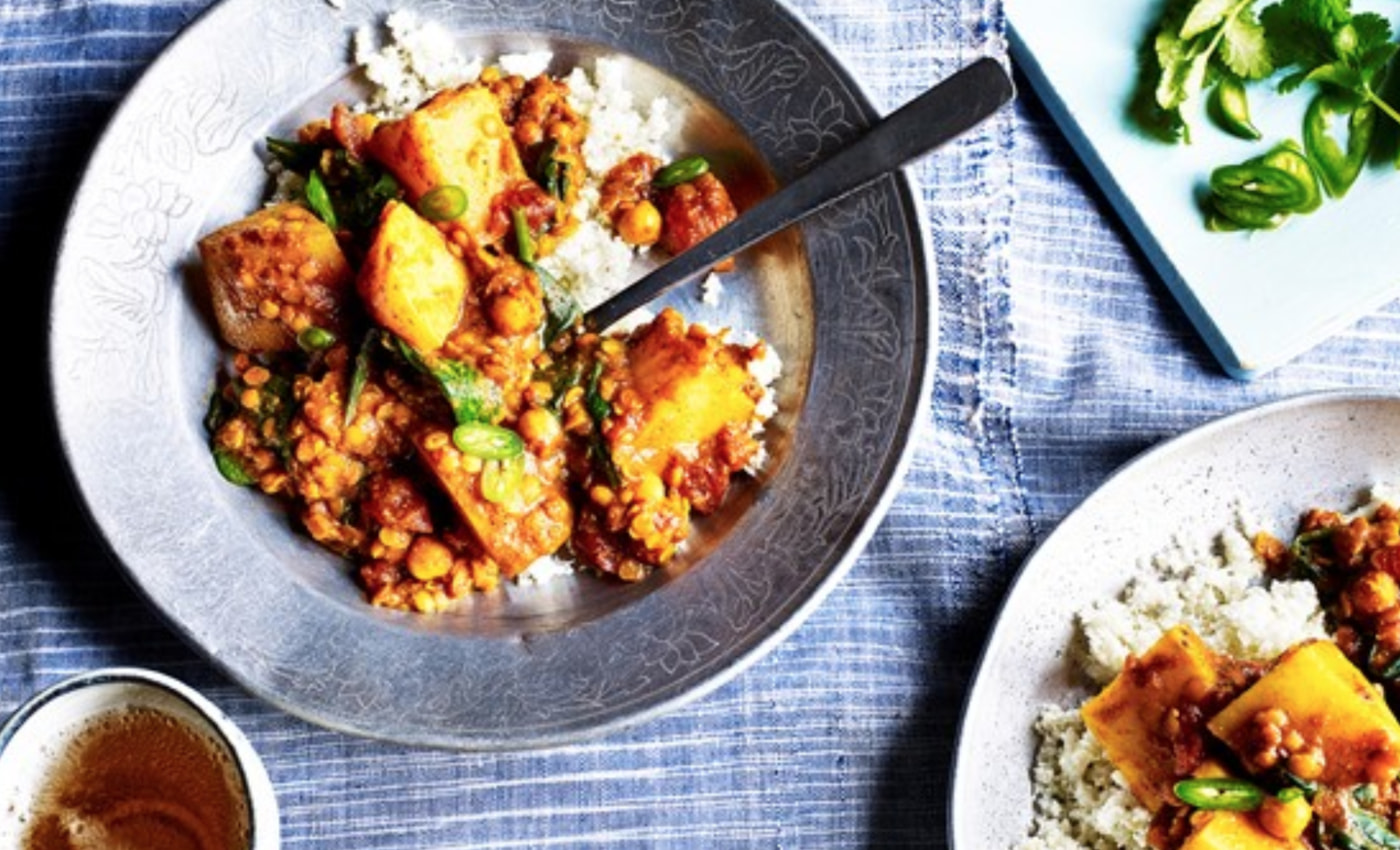 Warming Potato Lentil Curry with Crumbled Cauliflower