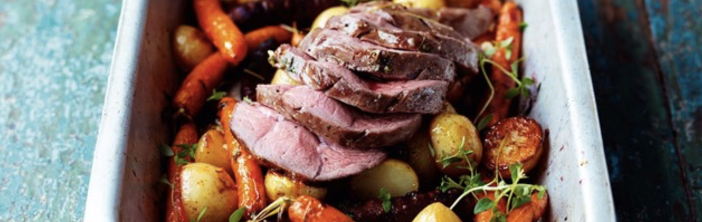 Lamb mini roast with citrus baby carrots and new potatoes