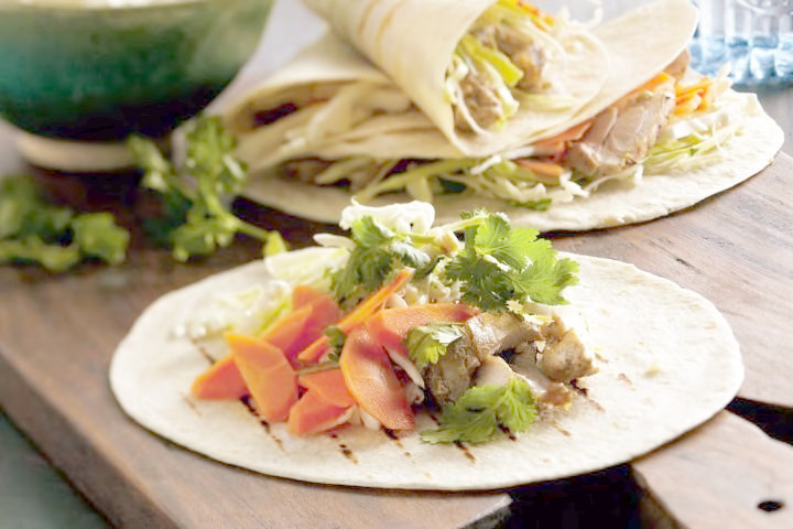 Chicken tacos with pickled carrots & cabbage
