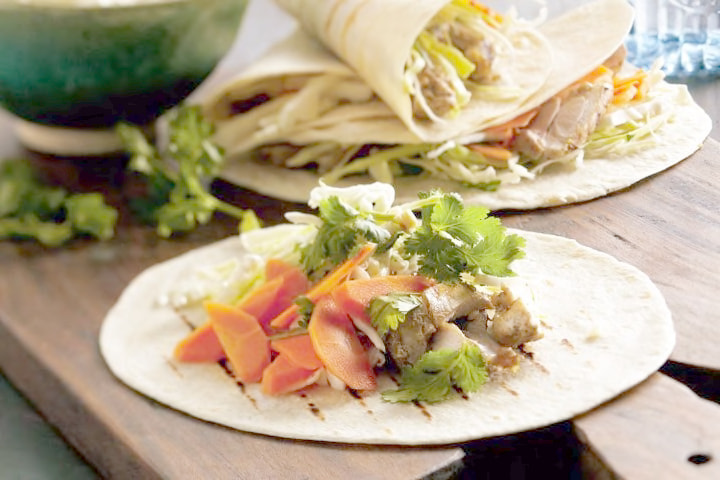 Chicken tacos with pickled carrots & cabbage