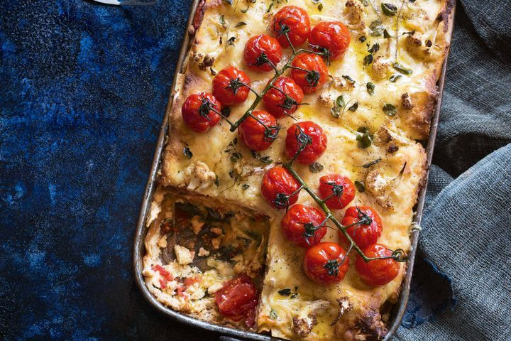 Cauliflower and caramelised onion lasagne