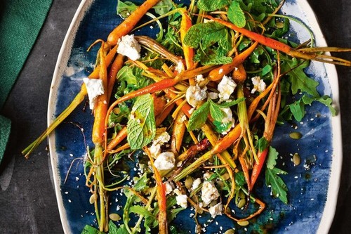 Baby carrot salad with roasted lemon dressing