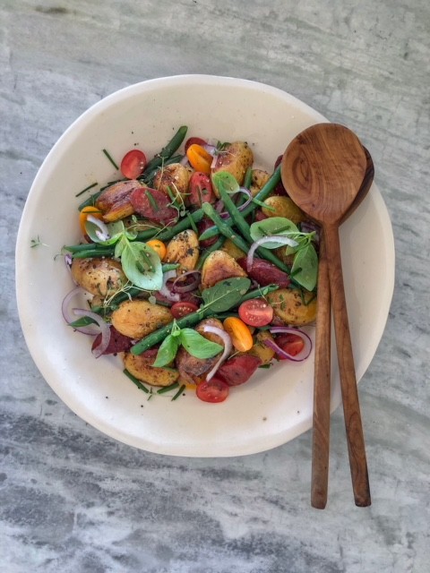 A smokey chorizo and Perlas potato salad with a smoked paprika dressing